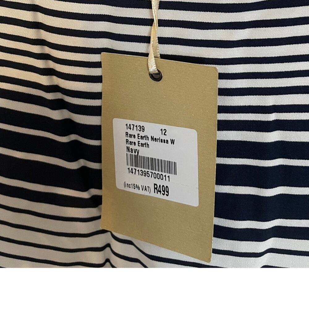 NWT Rare Earth Womens Blouse Sz 12 Made in South Africa Navy White Stripes - Picture 4 of 10